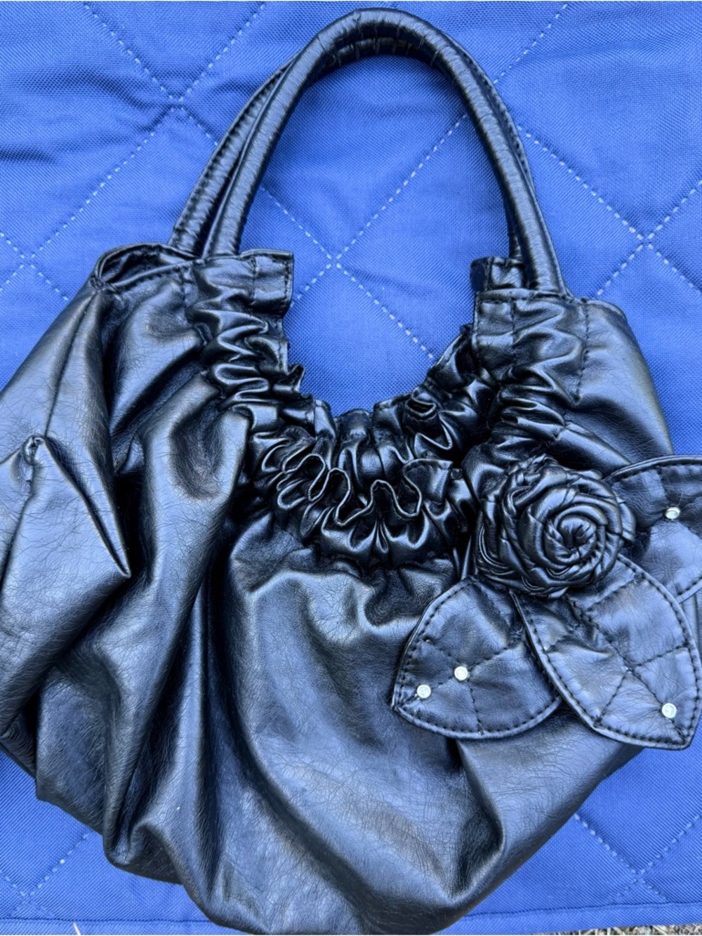 Black Floral Accent Women’s Handbag